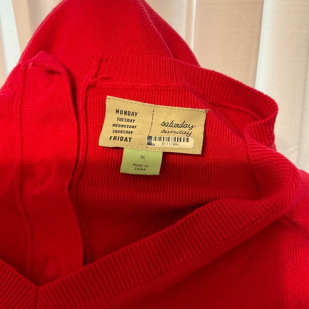 Saturday/Sunday Sweater-Dress M Cranberry Pink Long Sleeve Pockets Snap Back - Picture 11 of 11